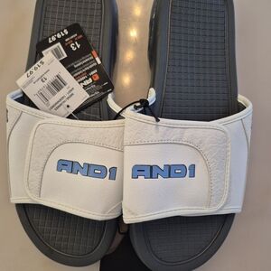 AND1 White and Gray Slide Sandals
